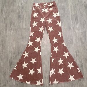 Altar’d State Sz Small Mauve w/ Stars Stretch Corduroy Flare Pants